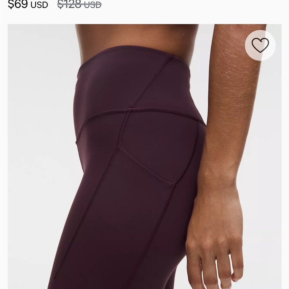 Lululemon Athletica Deep Plum Leggings with pockets 25 inch HR